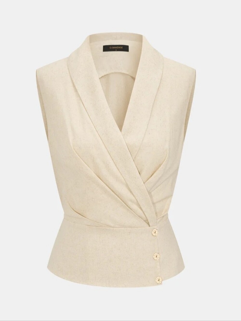 Linen Blend Wrap Vest Top